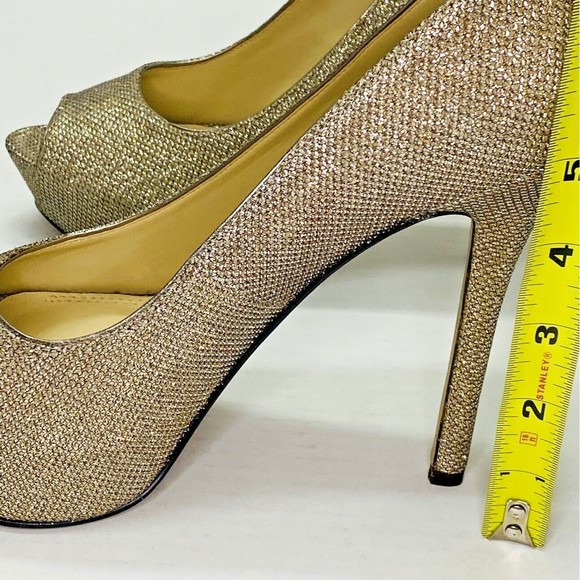 ENZO ANGIOLINI  Womens Size 8.5 M Gold Mesh Fabric Open Toe Stiletto Platform - Picture 6 of 9